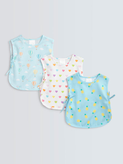 Hot Air Balloons, Rainbow Hearts, Fresh Pineapples Jhabla Set Of 3