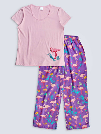 Flamingo (Purple) Women's T-Shirt PJ Set