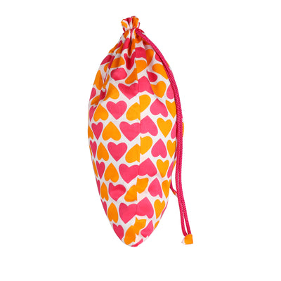 Pink and Orange Hearts Drawstring Bag