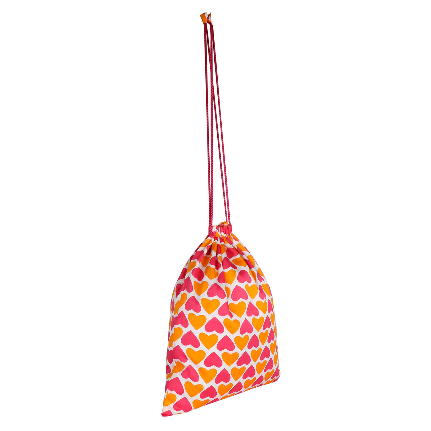 Pink and Orange Hearts Drawstring Bag